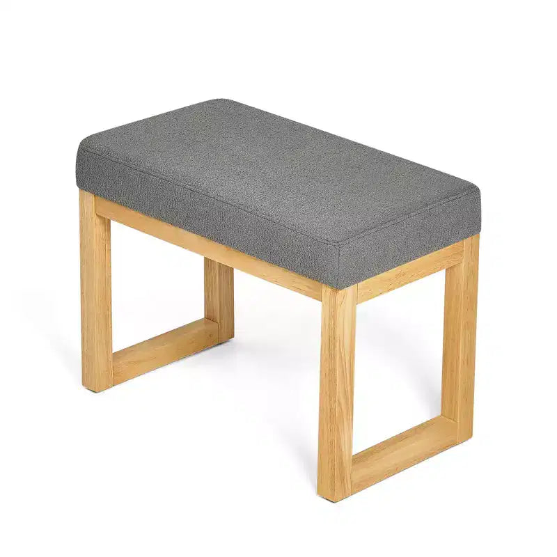 Bench with Wooden Frame and a Soft Cushioned for Small Hallway Living Room Gray