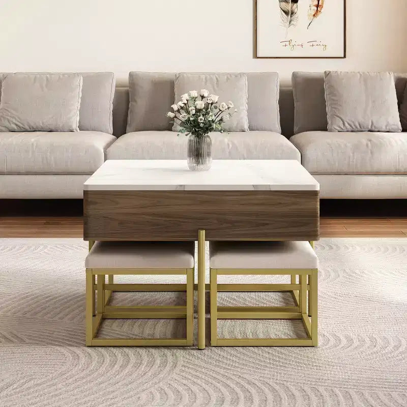 Lift Top Coffee Table with Hidden Storage for Small Spaces