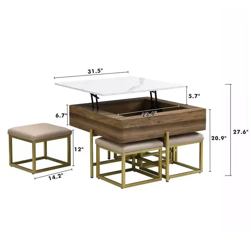 Lift Top Coffee Table with Hidden Storage for Small Spaces
