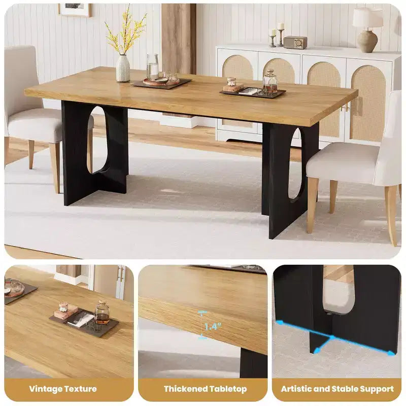 71 Inch Dining Table, Kitchen Table for 6-10 People, Rectangular Table for Kitchen, Room, Home