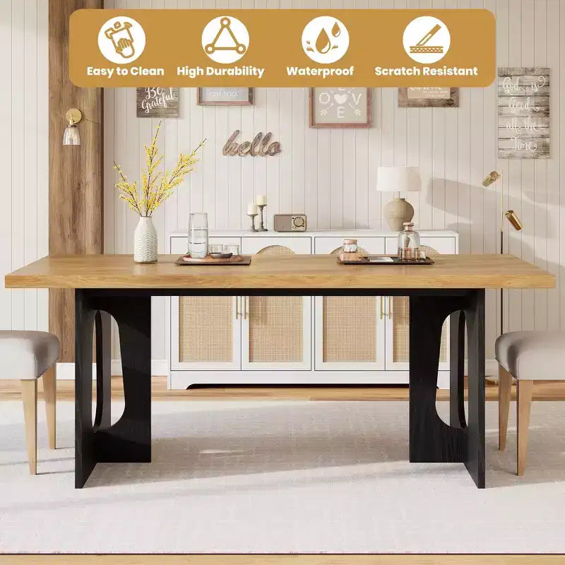 71 Inch Dining Table, Kitchen Table for 6-10 People, Rectangular Table for Kitchen, Room, Home