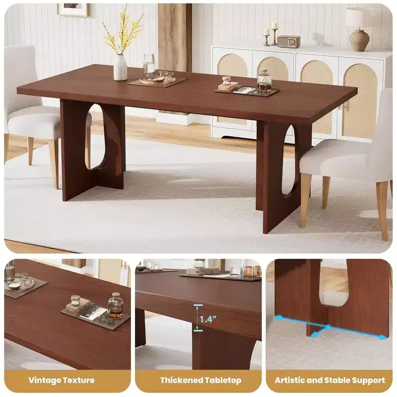 71 Inch Dining Table, Kitchen Table for 6-10 People, Rectangular Table for Kitchen, Room, Home