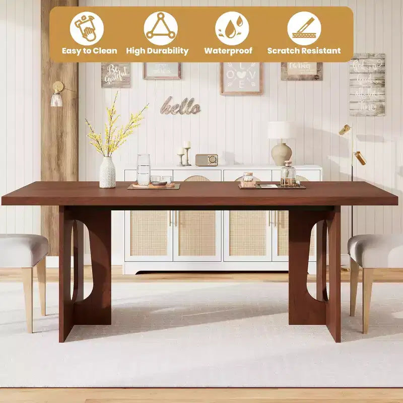 71 Inch Dining Table, Kitchen Table for 6-10 People, Rectangular Table for Kitchen, Room, Home