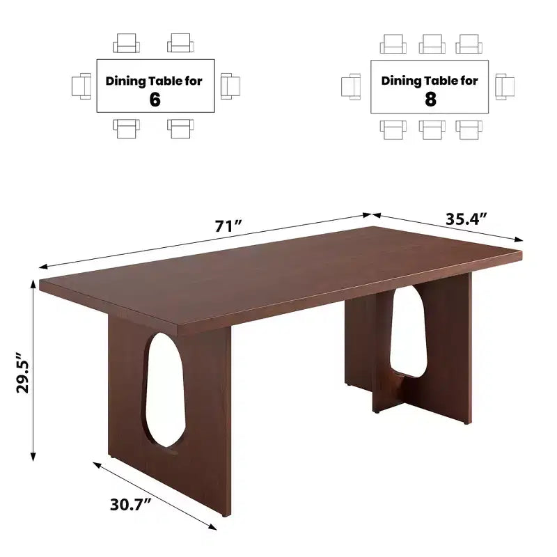 71 Inch Dining Table, Kitchen Table for 6-10 People, Rectangular Table for Kitchen, Room, Home