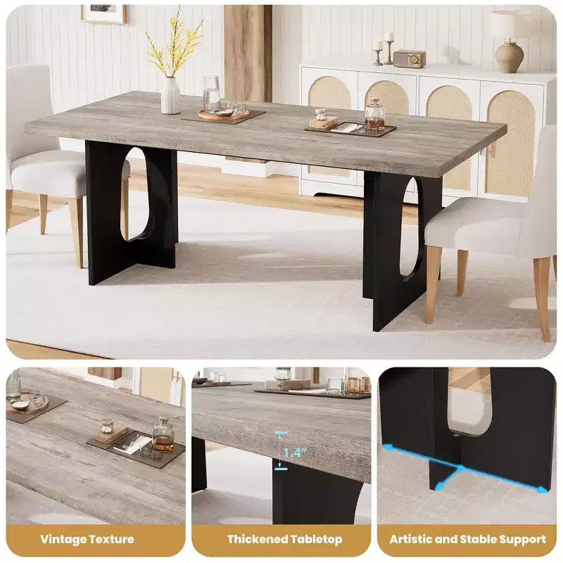 71 Inch Dining Table, Kitchen Table for 6-10 People, Rectangular Table for Kitchen, Room, Home