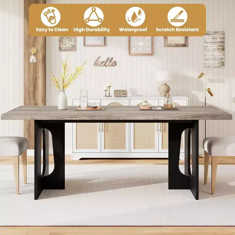 71 Inch Dining Table, Kitchen Table for 6-10 People, Rectangular Table for Kitchen, Room, Home