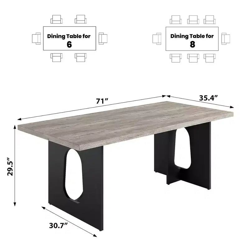 71 Inch Dining Table, Kitchen Table for 6-10 People, Rectangular Table for Kitchen, Room, Home