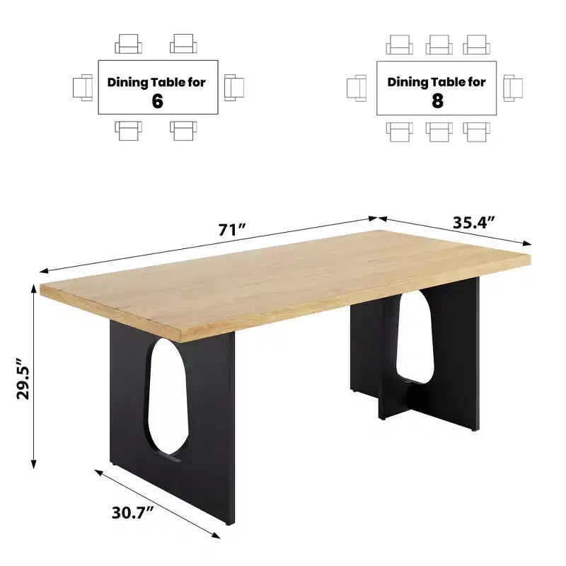 71 Inch Dining Table, Kitchen Table for 6-10 People, Rectangular Table for Kitchen, Room, Home