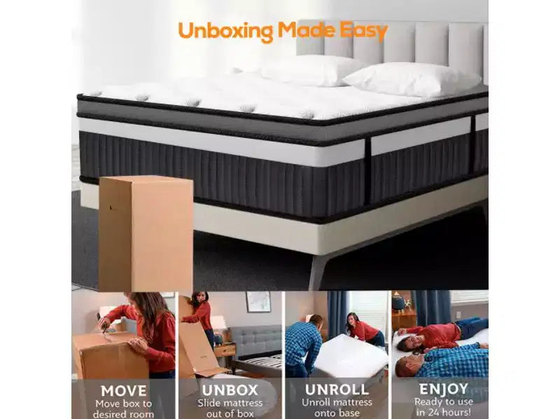 14 Inch Queen Mattress in a Box Hybrid, Medium Firm, Memory Foam and Individual Springs, Fiberglass Free Bed Matress, Breathable, CertiPUR-US