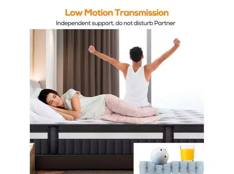 14 Inch Queen Mattress in a Box Hybrid, Medium Firm, Memory Foam and Individual Springs, Fiberglass Free Bed Matress, Breathable, CertiPUR-US