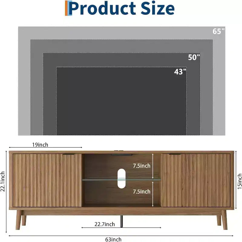 65'' Stand, with Storage and Adjustable Shelf, Console for Living Room, Modern Console
