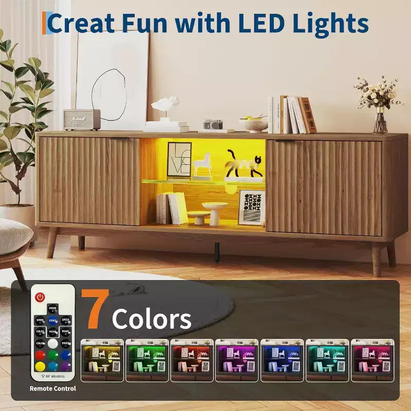 65'' Stand, with Storage and Adjustable Shelf, Console for Living Room, Modern Console