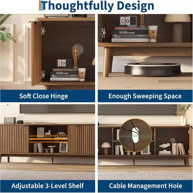 65'' Stand, with Storage and Adjustable Shelf, Console for Living Room, Modern Console