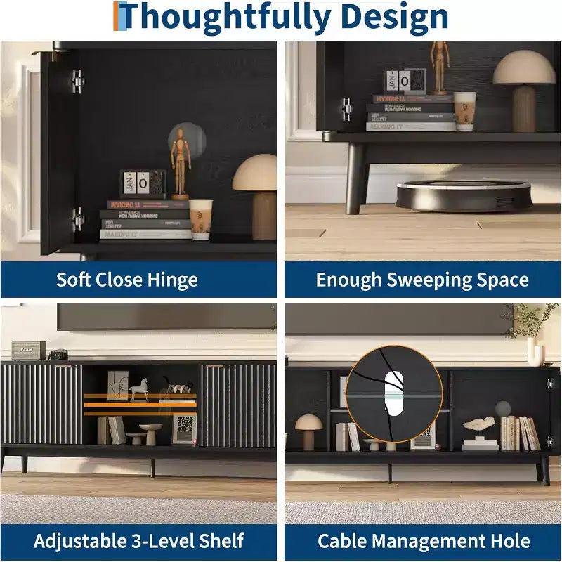 65'' Stand, with Storage and Adjustable Shelf, Console for Living Room, Modern Console