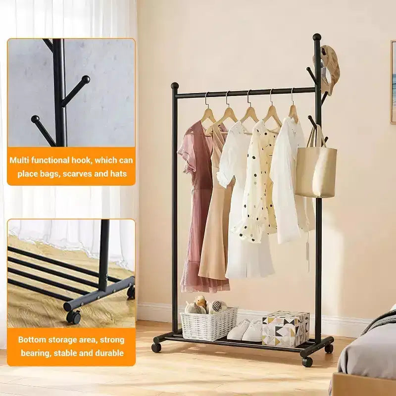 Rack, Rack Metal with 5 Side Storage Shelf Lockable for Bedroom Hallway