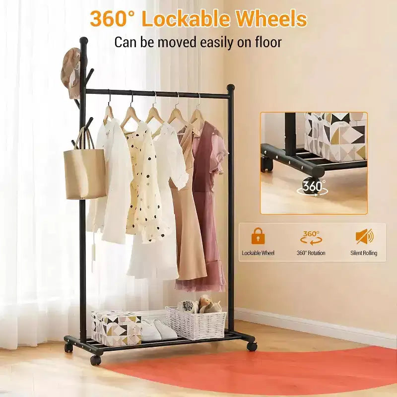 Rack, Rack Metal with 5 Side Storage Shelf Lockable for Bedroom Hallway