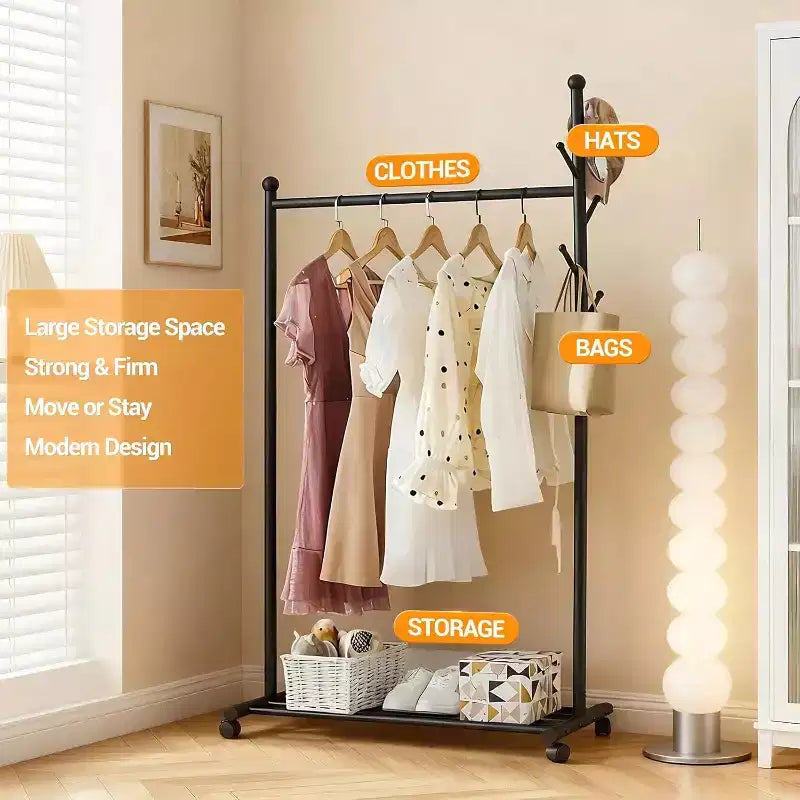 Rack, Rack Metal with 5 Side Storage Shelf Lockable for Bedroom Hallway