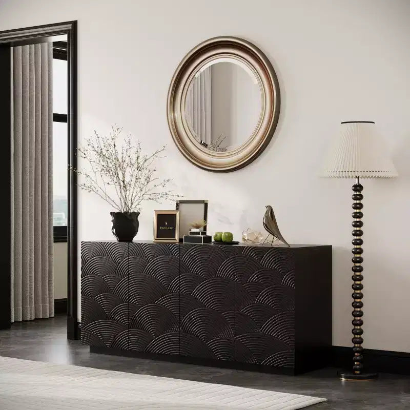 60 Modern Black Sideboard Buffet Cabinet & Stand, Console with