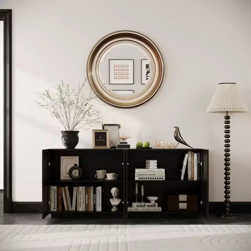 60 Modern Black Sideboard Buffet Cabinet & Stand, Console with