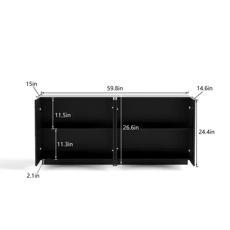 60 Modern Black Sideboard Buffet Cabinet & Stand, Console with