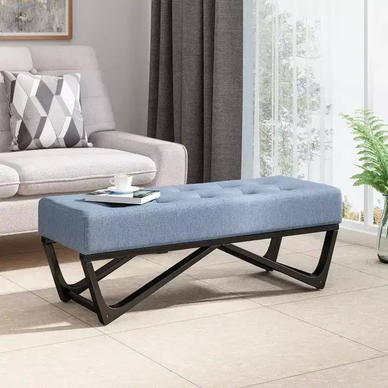 47 Modern Ottoman Bench with Upholstered Entryway Bench with Bench for Living Room, Bedroom
