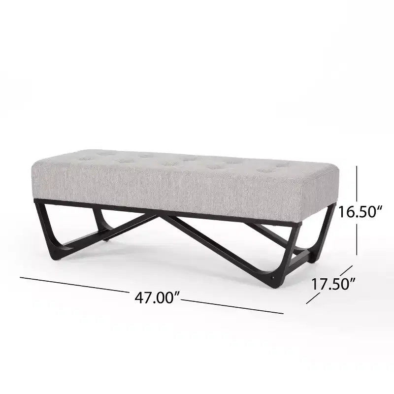 47 Modern Ottoman Bench with Upholstered Entryway Bench with Bench for Living Room, Bedroom