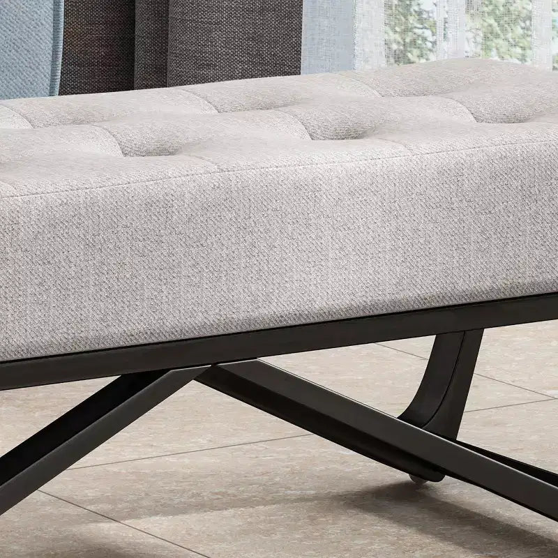 47 Modern Ottoman Bench with Upholstered Entryway Bench with Bench for Living Room, Bedroom