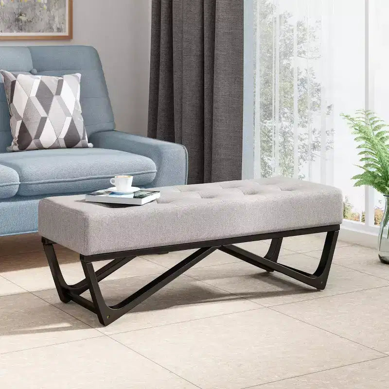 47 Modern Ottoman Bench with Upholstered Entryway Bench with Bench for Living Room, Bedroom