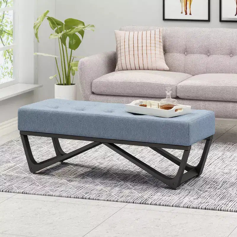 47 Modern Ottoman Bench with Upholstered Entryway Bench with Bench for Living Room, Bedroom
