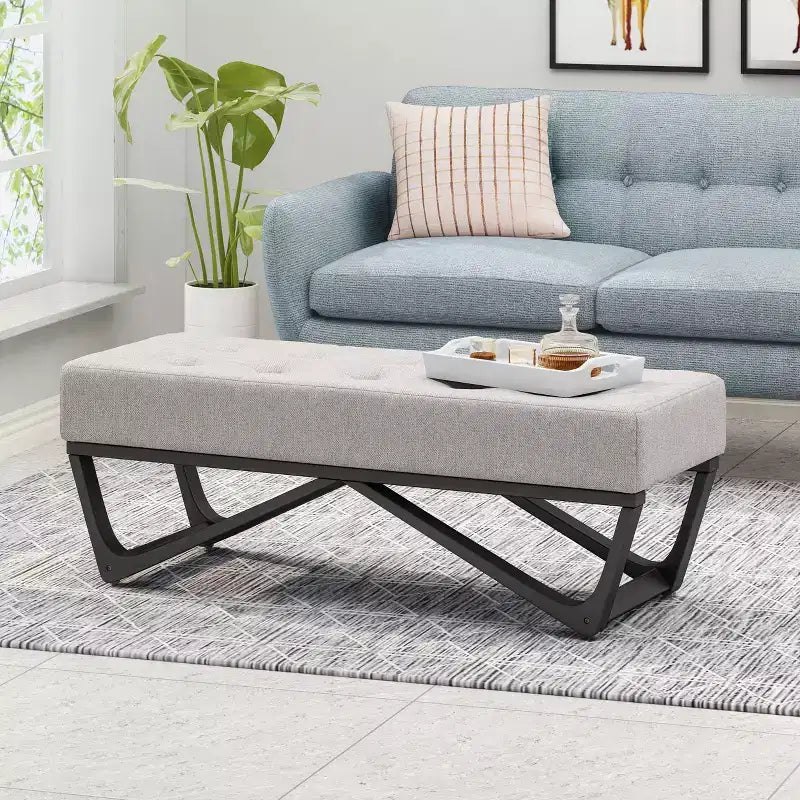 47 Modern Ottoman Bench with Upholstered Entryway Bench with Bench for Living Room, Bedroom