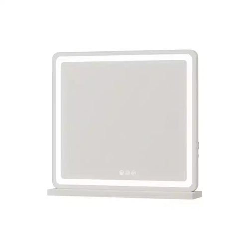 HomeRoots 22 Clear Lighted Freestanding Frameless Makeup Shaving Tabletop Mirror