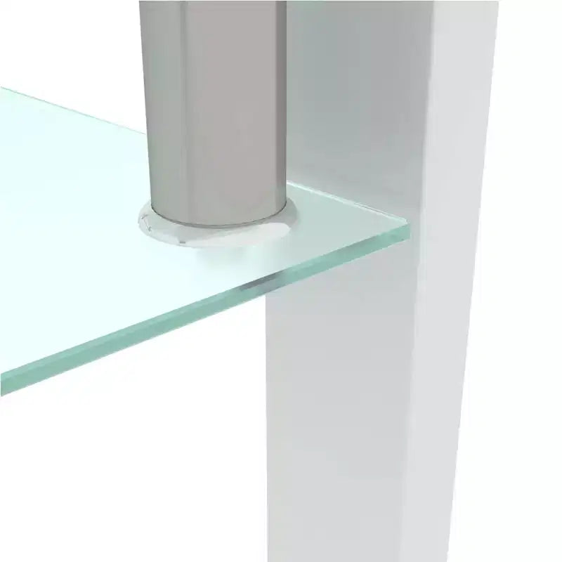 Rectangle Glass Coffee Table, Coffee Table with Double Storage Space, Metal Tube, Mid Century Modern End Table for Living Room