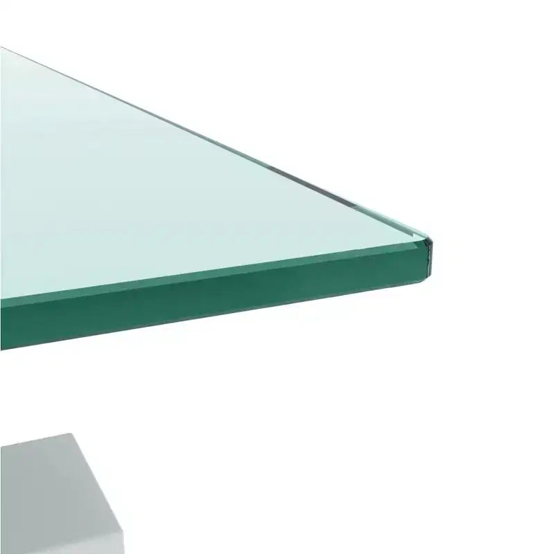 Rectangle Glass Coffee Table, Coffee Table with Double Storage Space, Metal Tube, Mid Century Modern End Table for Living Room