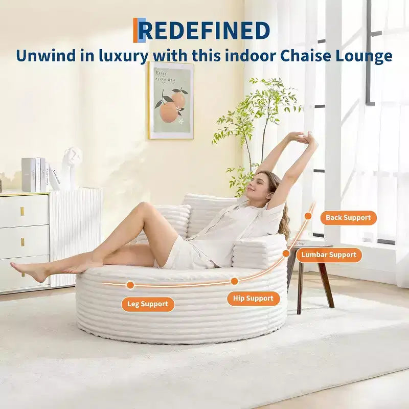Round Chaise Chair, Indoor 55x55 Inch Modern Couch Single Sofa with 4 Pillows, Deep Seat for Home Office