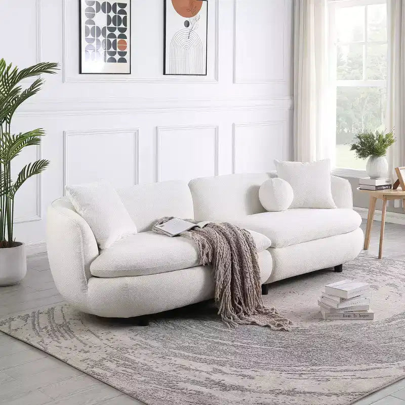 89 inch Round Sofa, 3 Modern Upholstered Couch With 2