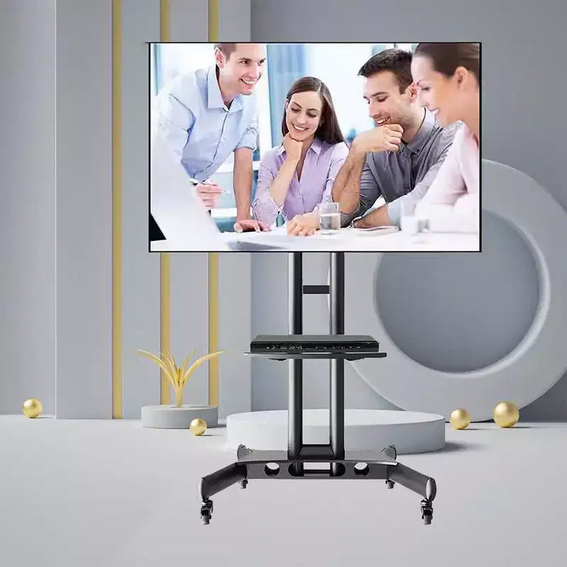 Rolling Cart Stand for 32-65 Inch Screens, Mobile Adjustable Stand with Wheels, Home Office, Black