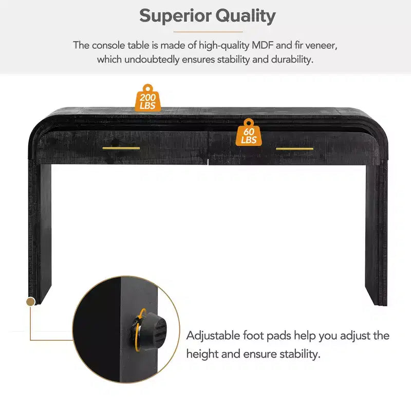 Console Table with 2 Drawers, Entryway Sofa Table for Living Room Hallway Bedroom in Natural or Black