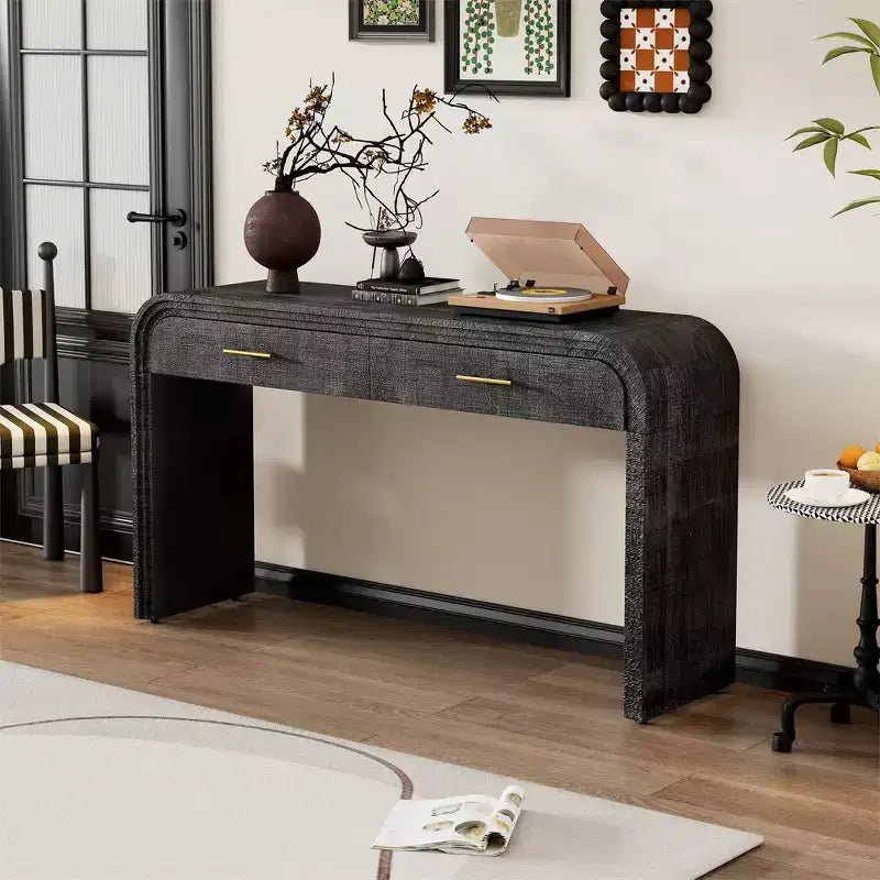 Console Table with 2 Drawers, Entryway Sofa Table for Living Room Hallway Bedroom in Natural or Black