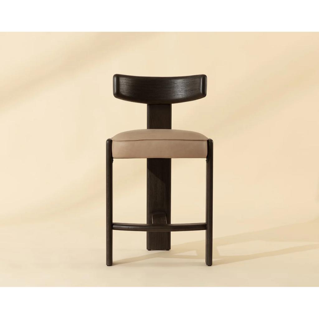 Sand Leather Counter Stool