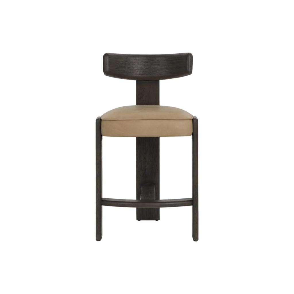 Sand Leather Counter Stool