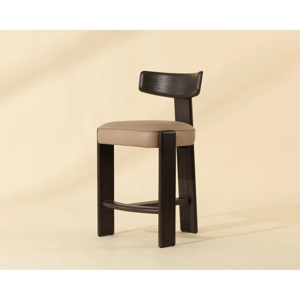 Sand Leather Counter Stool