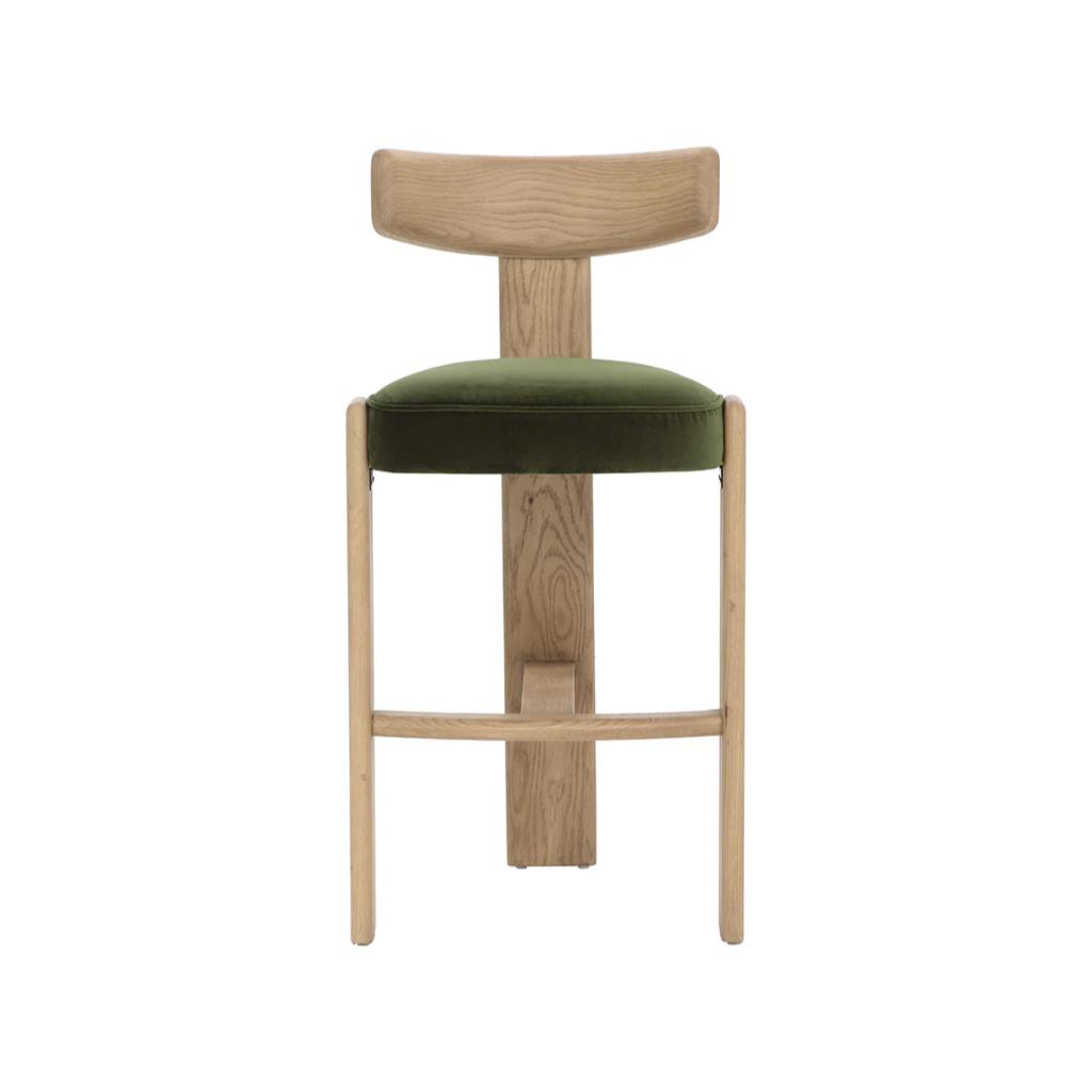 Forest Green Fabric Barstool