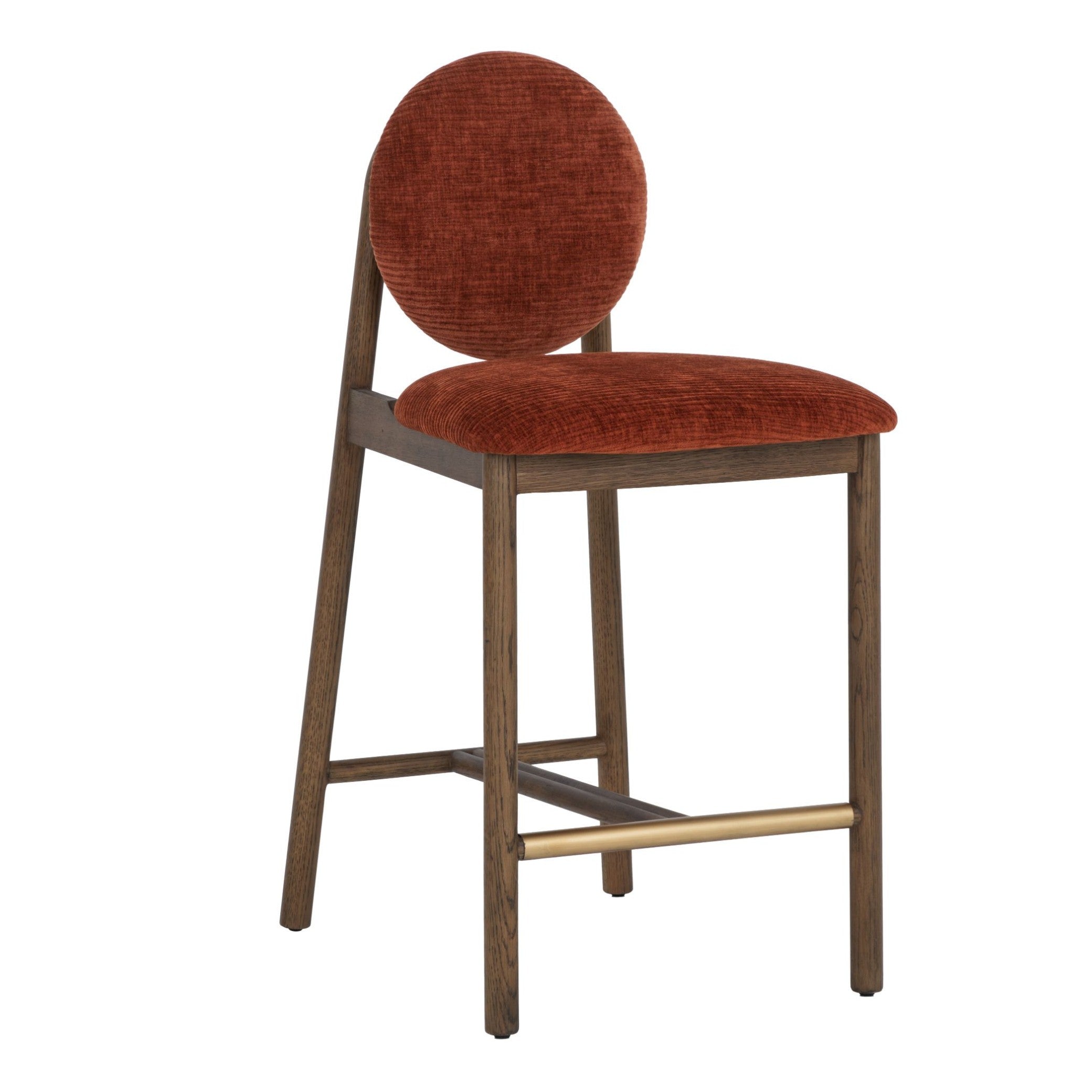 Mid-Century Faux Leather Counter Stool