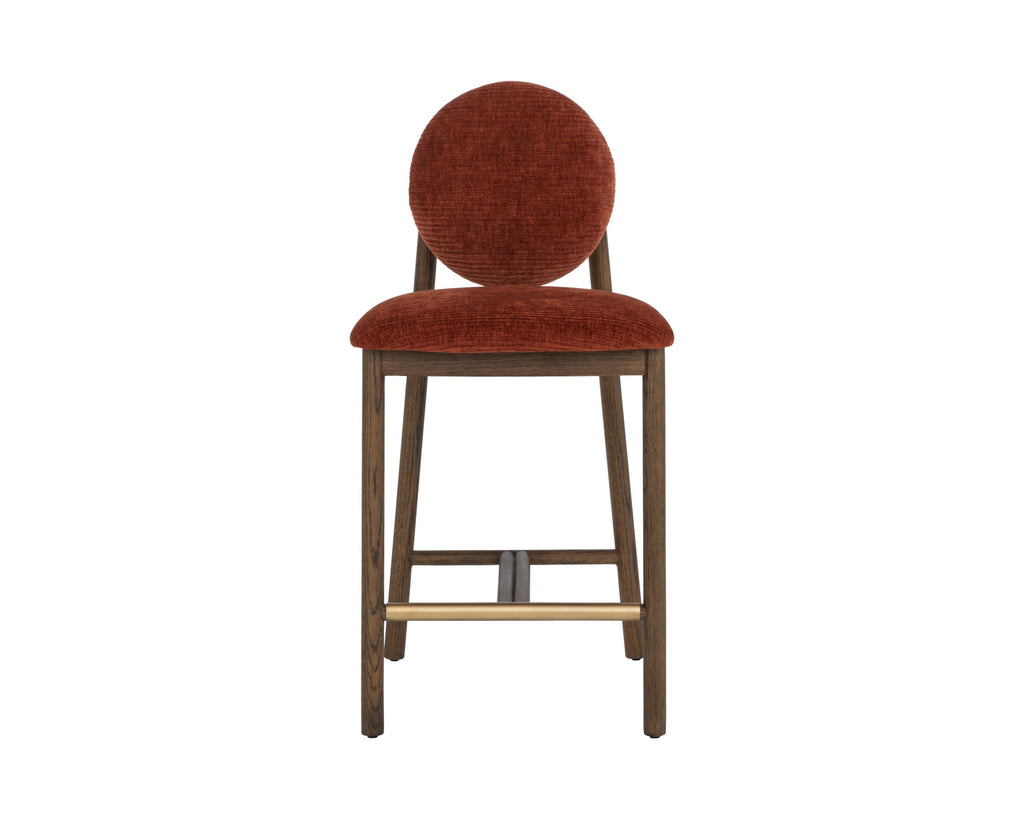 Mid-Century Faux Leather Counter Stool