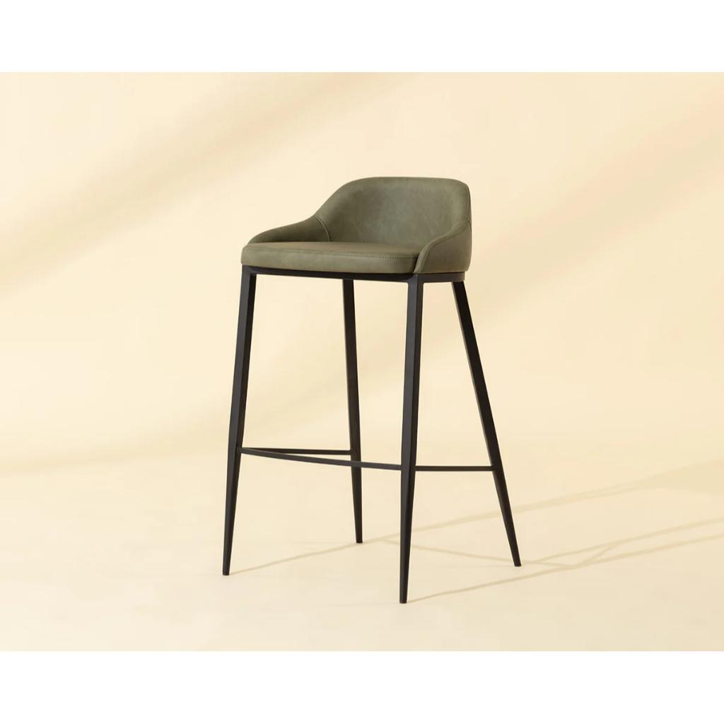 Green Faux Leather Barstool