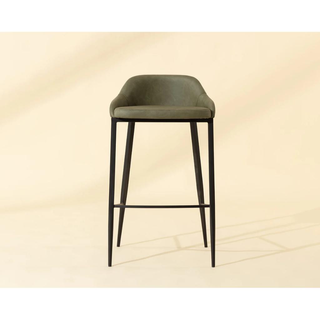 Green Faux Leather Barstool