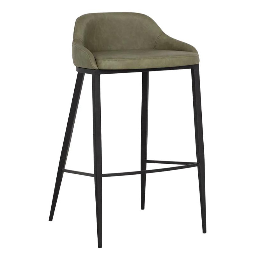 Green Faux Leather Barstool