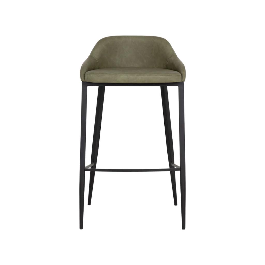 Green Faux Leather Barstool