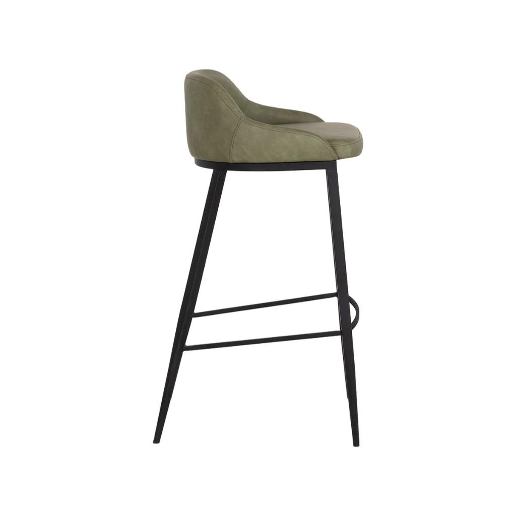 Green Faux Leather Barstool