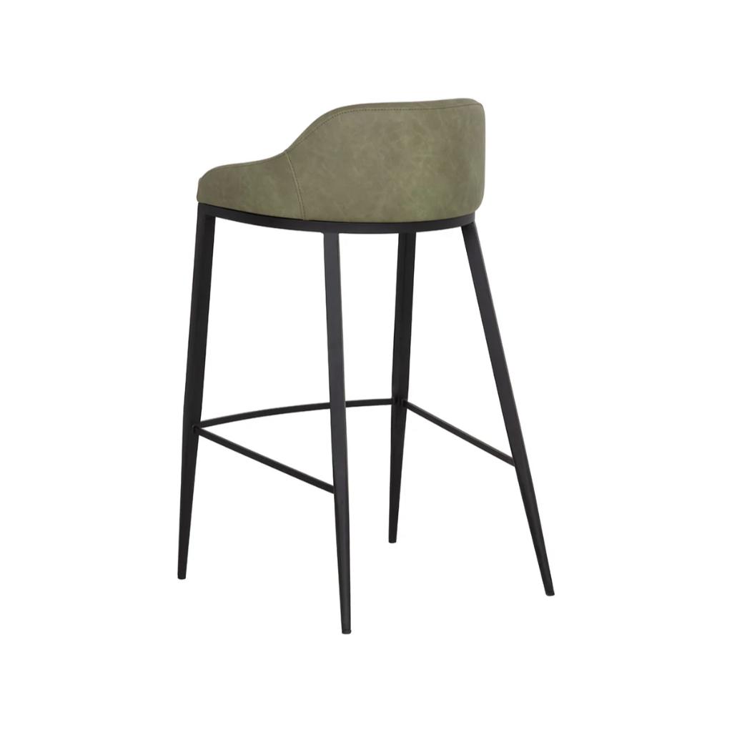 Green Faux Leather Barstool